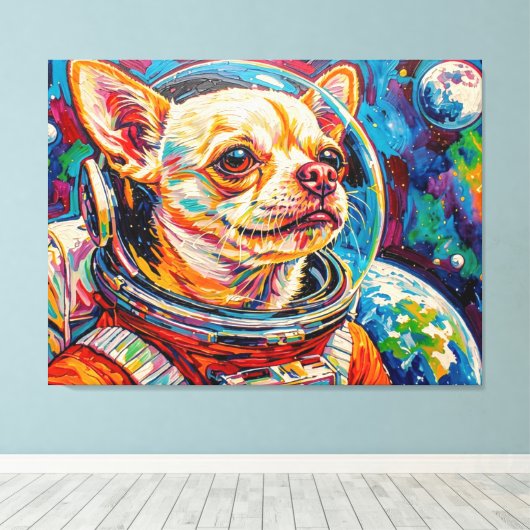 宇宙の犬-チワワ4 キャンバスプリント (インサイチュ (ウッドフロア))