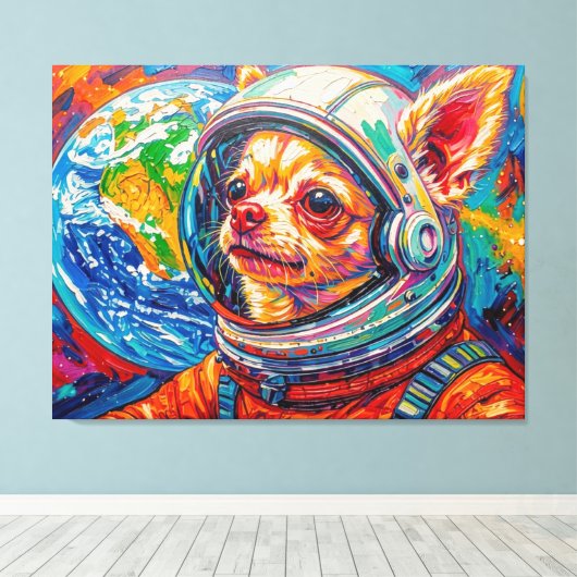 宇宙の犬-チワワ6 キャンバスプリント (インサイチュ (ウッドフロア))