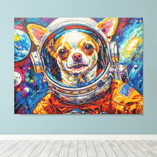 宇宙の犬-チワワ8 キャンバスプリント (インサイチュ (ウッドフロア))
