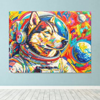 宇宙の犬 - ハスキー4 キャンバスプリント
