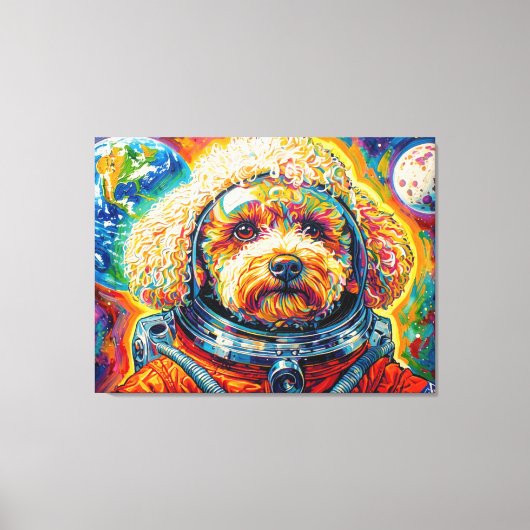 宇宙の犬 - プードル 12 キャンバスプリント (正面)