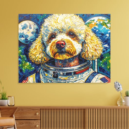宇宙の犬 - プードル 16 キャンバスプリント (インサイチュ (リビング))