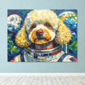 宇宙の犬 - プードル 16 キャンバスプリント (インサイチュ (ウッドフロア))