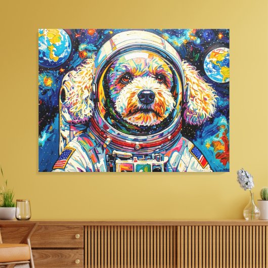 宇宙の犬 - プードル 23 キャンバスプリント (インサイチュ (リビング))