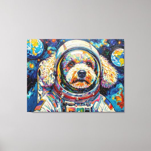 宇宙の犬 - プードル 23 キャンバスプリント (正面)