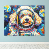 宇宙の犬 - プードル 23 キャンバスプリント (インサイチュ (ウッドフロア))
