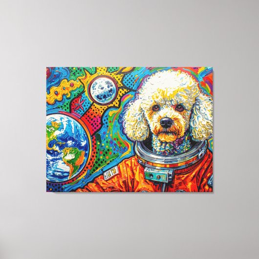 宇宙の犬 - プードル 5 キャンバスプリント (正面)