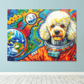 宇宙の犬 - プードル 5 キャンバスプリント (インサイチュ (ウッドフロア))