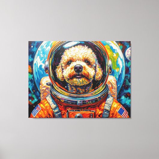 宇宙の犬 - プードル 8 キャンバスプリント (正面)