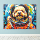 宇宙の犬 - プードル 8 キャンバスプリント (インサイチュ (ウッドフロア))