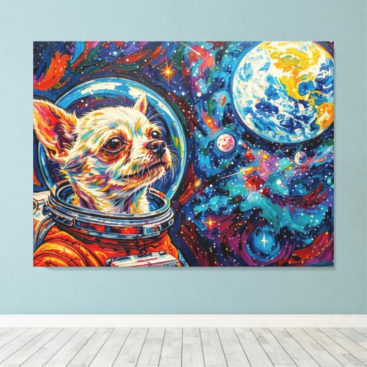 宇宙の犬-CHIHUAHUA 7 キャンバスプリント (インサイチュ (ウッドフロア))
