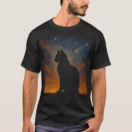 宇宙の猫のシルエット Tシャツ