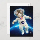 宇宙の猫宇宙飛行士 ポストカード (正面/裏面)