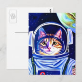 宇宙の猫飛行士 ポストカード (正面/裏面)