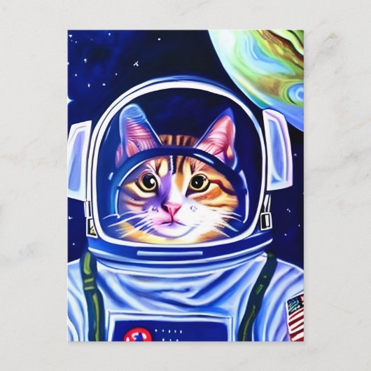宇宙の猫飛行士 ポストカード (正面)