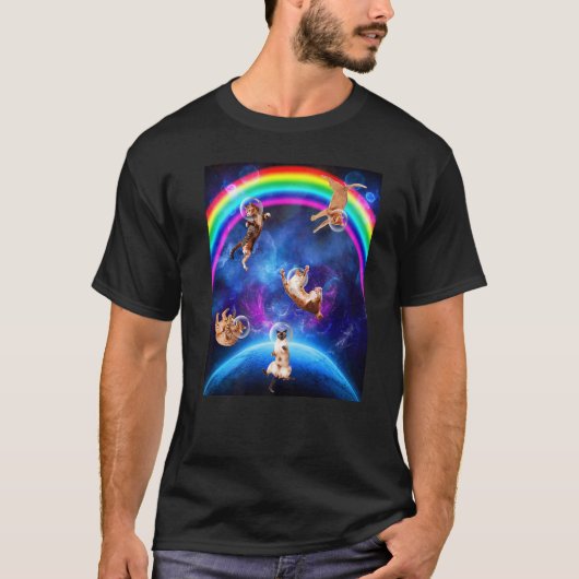宇宙の猫 キティ スペース ギャラクシー 猫 2 Tシャツ (正面)