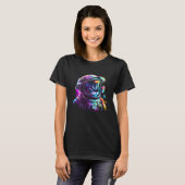 宇宙の猫+キティ+宇宙飛行士+動物+顔+銀河 Tシャツ (正面フル)