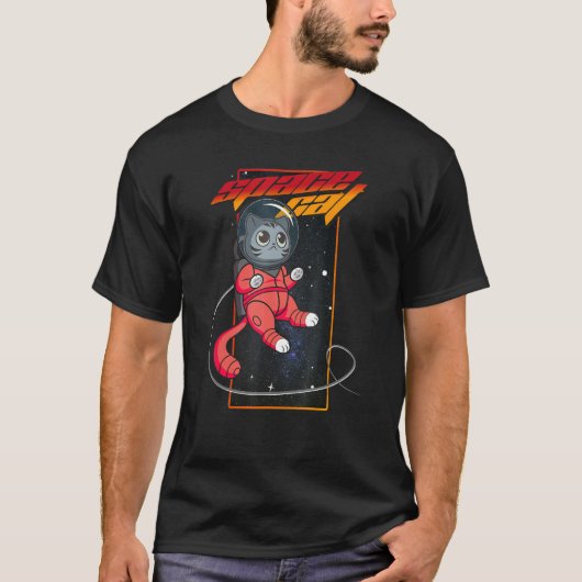 宇宙の猫 スペースキャット 宇宙好き Tシャツ (正面)