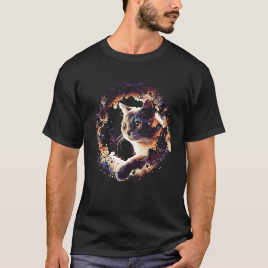 宇宙の猫 スペースキャット Tシャツ (正面)