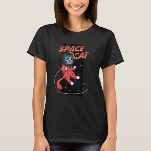 宇宙の猫 ネコ好き Tシャツ (正面)