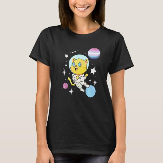 宇宙の猫 ビジェンダープライド Tシャツ (正面)