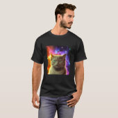 宇宙の猫 子猫 宇宙空間 デザイン Tシャツ (正面フル)