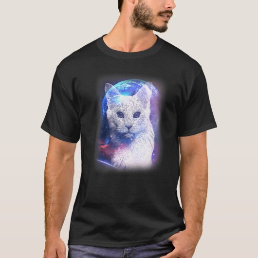 宇宙の猫 宇宙飛行士 銀河 2 Tシャツ (正面)