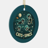 宇宙の猫UFO面白いユーモア子猫 セラミックオーナメント (右)