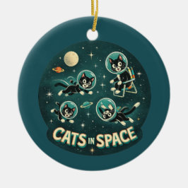宇宙の猫UFO面白いユーモア子猫 セラミックオーナメント