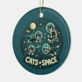 宇宙の猫UFO面白いユーモア子猫 セラミックオーナメント (左)