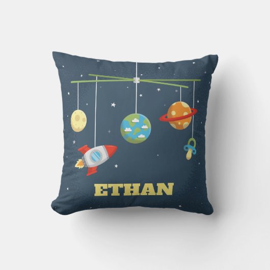 宇宙の玩具 赤ちゃんの男の子の部屋の枕 クッション (正面)