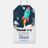 宇宙の男の子の惑星感謝していあなたの誕生日 ギフトタグ (正面)