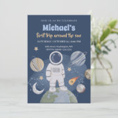 宇宙の男の子 1歳の誕生日招待状 招待状 (スタンド正面)