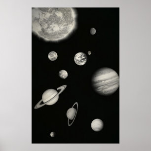 宇宙の白黒太陽のシステム ポスター