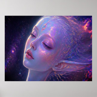 宇宙の眠い若い陸生少女の壁 ポスター