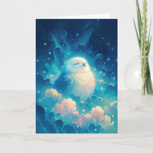 宇宙の眠りでフクロウを夢見る カード (正面)