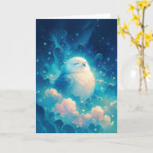 宇宙の眠りでフクロウを夢見る カード (黄色い花)