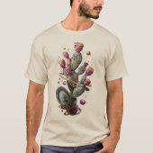 宇宙の砂漠サボテンアート Tシャツ (正面)