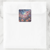 宇宙の空とファンタジー花 スクエアシール (バッグ)