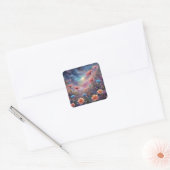 宇宙の空とファンタジー花 スクエアシール (封筒)