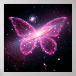 宇宙の空にある光の銀河蝶 ポスター