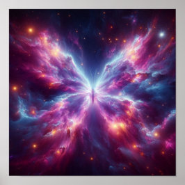 宇宙の空に輝くラディアント・バタフライ星雲 ポスター