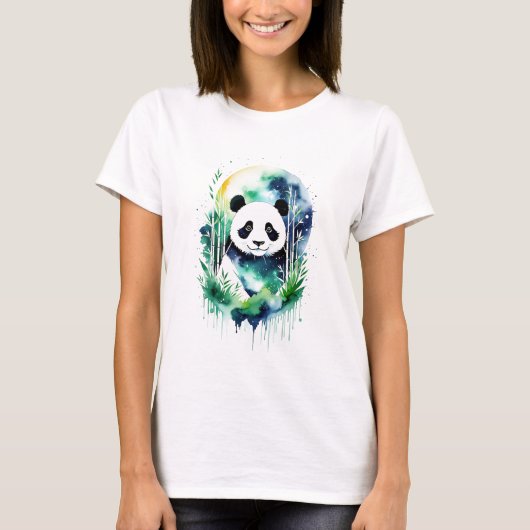 宇宙の竹林のパンダ Tシャツ (正面)