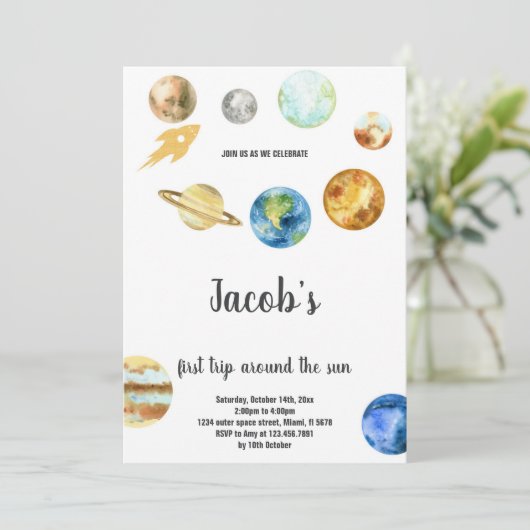 宇宙の第1の誕生日テーマ 招待状 (スタンド正面)