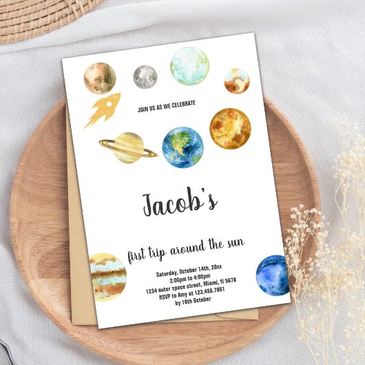 宇宙の第1の誕生日テーマ 招待状