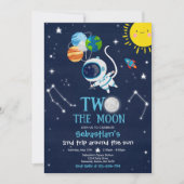 宇宙の第2の誕生日パーティー宇宙飛行士ロケットin 招待状 (正面)
