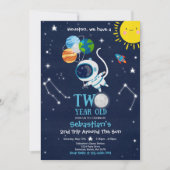 宇宙の第2誕生日パーティーロケット 招待状 (正面)