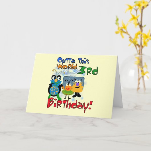 宇宙の第3回誕生日Tシャツとギフト カード (黄色い花)