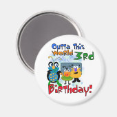 宇宙の第3回誕生日Tシャツとギフト マグネット (正面/裏面)