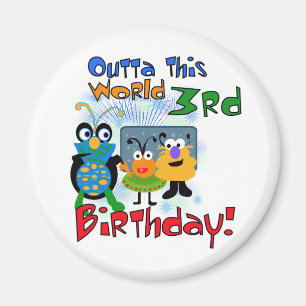 宇宙の第3回誕生日Tシャツとギフト マグネット